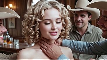 Blonde Western courtesan destroyed by multiple men - AI Interactive Video